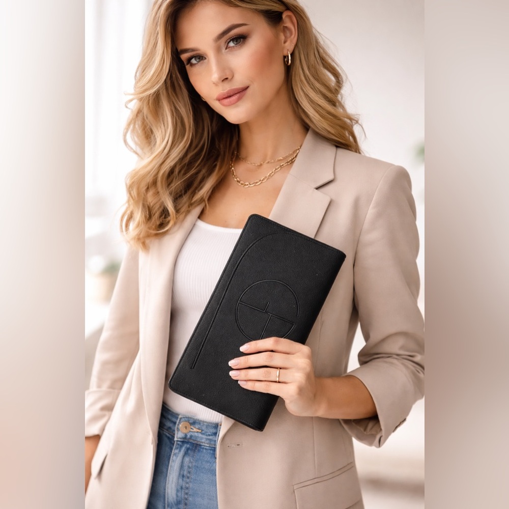 Giorgio Armani Black Pouch Embossed Logo Designer Sleeve